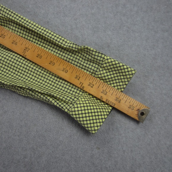 GUESS Shirt Mens XL Yellow Green Plaid Slim Fit Button Up Long Sleeve Casual UAE - Picture 14 of 16